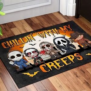 NWT Horror Movie Scary Characters Rug Door Mat 16 x 24" "Chillin with My Creeps"